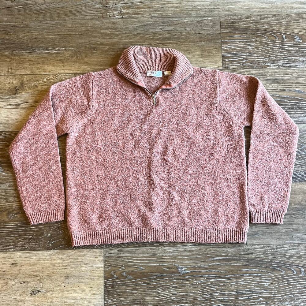 VTG 90s Old Navy Quarter Zip Knit Sweater M Wool Blnd Boxy Grunge Boho Hong Kong